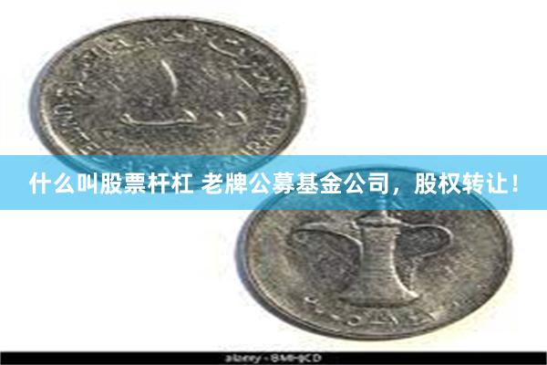 什么叫股票杆杠 老牌公募基金公司，股权转让！