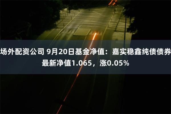 场外配资公司 9月20日基金净值：嘉实稳鑫纯债债券最新净值1.065，涨0.05%